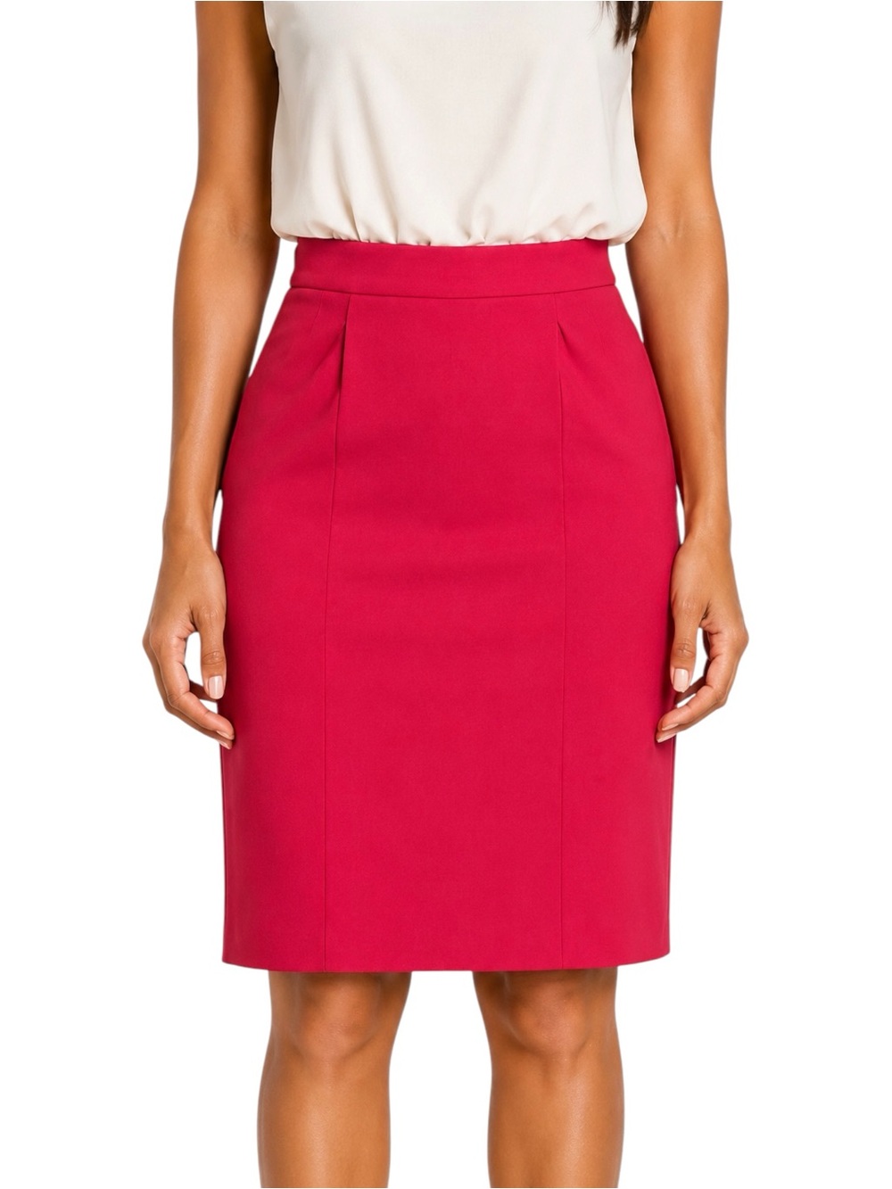 1993 CHANEL 24k Gold Plated Four Leaf Clover Red Linen Skirt US 8 Medium